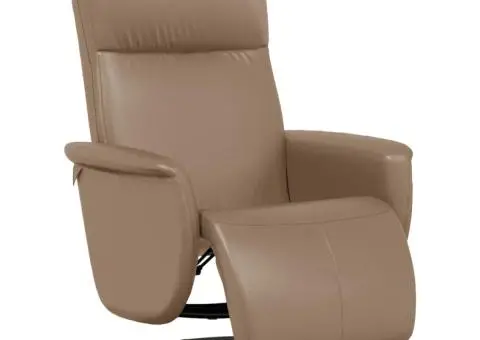 Fotoliu rabatabil cu suport picioare cappuccino piele ecologică - 2/5