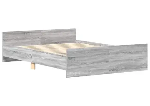 Cadru de pat cu tăblie la cap/picioare, gri sonoma, 140x200 cm - 3/5