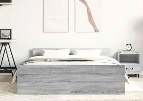 Cadru de pat cu tăblie la cap/picioare, gri sonoma, 140x200 cm - 4/5