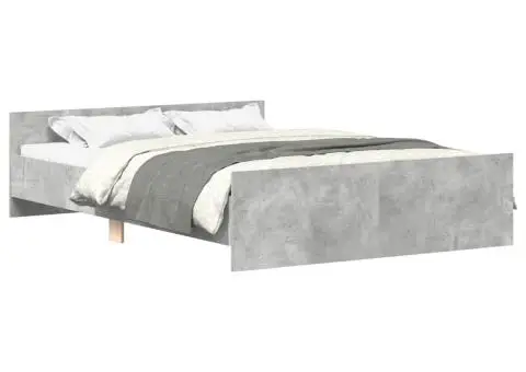 Cadru de pat cu tăblie la cap/picioare, gri beton, 140x200 cm - 2/5