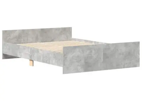 Cadru de pat cu tăblie la cap/picioare, gri beton, 140x200 cm - 3/5