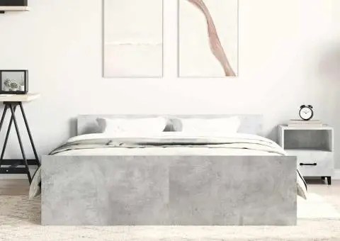 Cadru de pat cu tăblie la cap/picioare, gri beton, 140x200 cm - 4/5