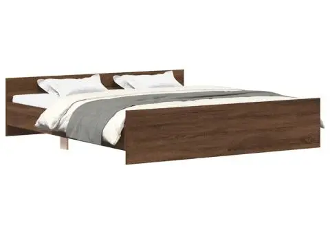 Cadru de pat cu tăblie la cap/picioare, stejar maro, 160x200 cm - 2/5