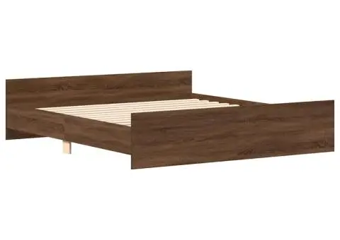 Cadru de pat cu tăblie la cap/picioare, stejar maro, 160x200 cm - 3/5
