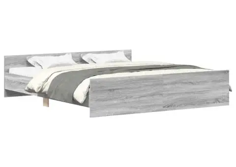 Cadru de pat cu tăblie la cap/picioare, gri sonoma, 180x200 cm - 2/5