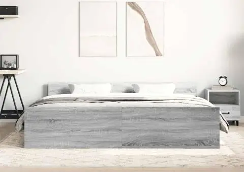 Cadru de pat cu tăblie la cap/picioare, gri sonoma, 180x200 cm - 3/5