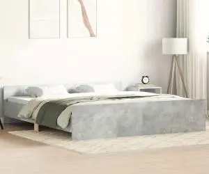 vidaXL Cadru de pat cu tăblie la cap/picioare, gri beton, 180x200 cm