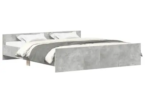 Cadru de pat cu tăblie la cap/picioare, gri beton, 180x200 cm - 2/5