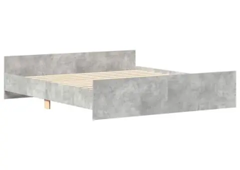 Cadru de pat cu tăblie la cap/picioare, gri beton, 180x200 cm - 3/5