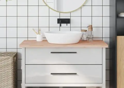 Blat de baie, 100x50x2,5 cm, lemn masiv de fag - 1/5