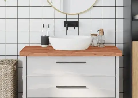 Blat de baie, 100x50x4 cm, lemn masiv de fag - 1/5