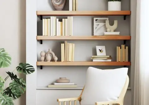 Raft de perete, 80x20x4 cm, lemn masiv de fag - 1/5