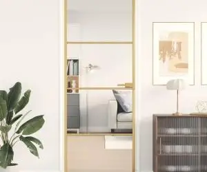 vidaXL Ușă interior Slim auriu 76x201,5 cm sticlă securizată/aluminiu
