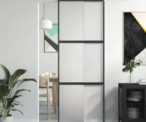 vidaXL Ușă glisantă, negru, 76x205 cm, sticlă securizată și aluminiu
