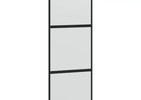 Ușă glisantă, negru, 76x205 cm, sticlă securizată și aluminiu - 2/5