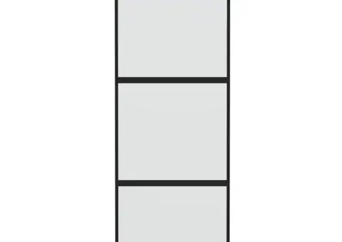 Ușă glisantă, negru, 76x205 cm, sticlă securizată și aluminiu - 3/5
