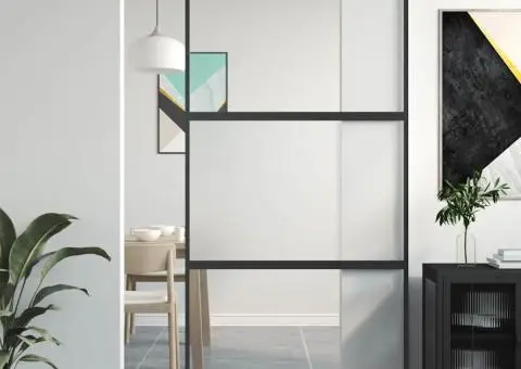 Ușă glisantă, negru, 102,5x205 cm, sticlă securizată/aluminiu - 1/5