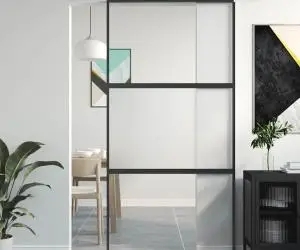 vidaXL Ușă glisantă, negru, 102,5x205 cm, sticlă securizată/aluminiu