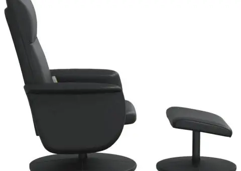 Fotoliu de masaj rabatabil cu taburet, negru, piele ecologică - 4/5