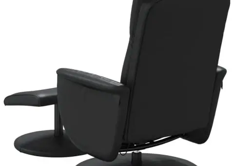 Fotoliu de masaj rabatabil cu taburet, negru, piele ecologică - 5/5