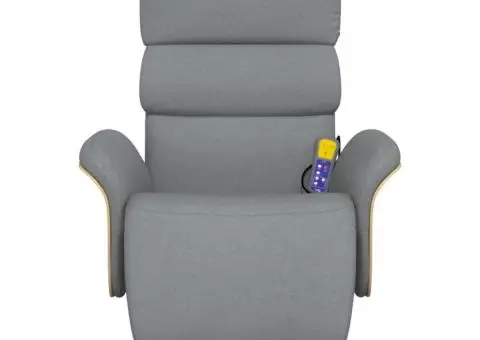 Fotoliu rabatabil masaj cu suport picioare gri deschis textil - 3/5