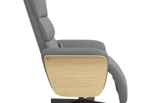 Fotoliu rabatabil masaj cu suport picioare gri deschis textil - 4/5