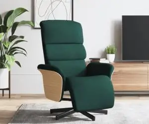 vidaXL Fotoliu rabatabil cu suport de picioare, verde închis, textil