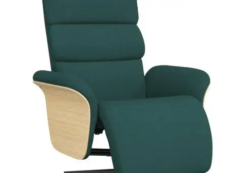 Fotoliu rabatabil cu suport de picioare, verde închis, textil - 2/5