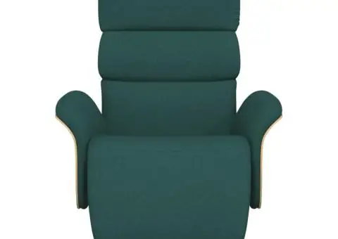 Fotoliu rabatabil cu suport de picioare, verde închis, textil - 3/5