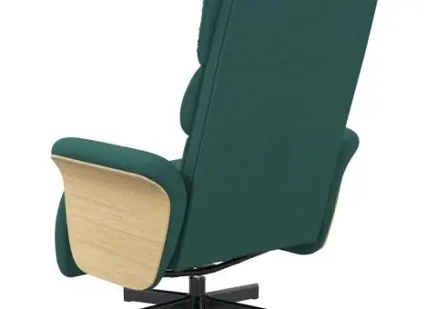 Fotoliu rabatabil cu suport de picioare, verde închis, textil - 5/5