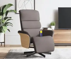vidaXL Fotoliu masaj rabatabil cu suport picioare, gri taupe, textil