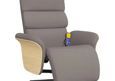 Fotoliu masaj rabatabil cu suport picioare, gri taupe, textil - 2/5