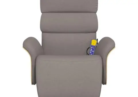 Fotoliu masaj rabatabil cu suport picioare, gri taupe, textil - 3/5