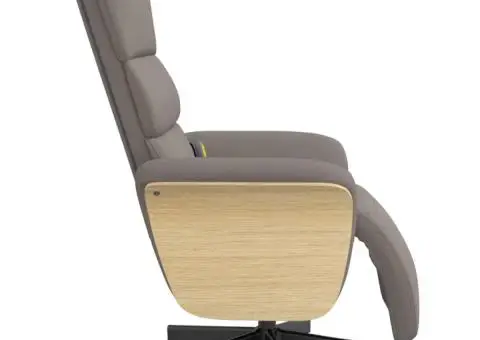 Fotoliu masaj rabatabil cu suport picioare, gri taupe, textil - 4/5