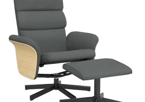 Scaun cu înclinare, cu taburet, gri închis, textil - 2/5