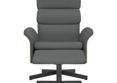 Scaun cu înclinare, cu taburet, gri închis, textil - 3/5