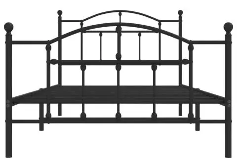 Cadru pat metalic cu tăblii de cap/picioare, negru, 107x203 cm - 5/5