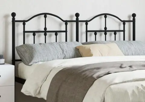 Tăblie de pat metalică, negru, 140 cm - 1/5