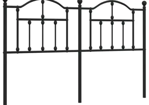 Tăblie de pat metalică, negru, 140 cm - 2/5