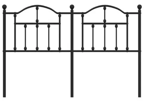 Tăblie de pat metalică, negru, 140 cm - 3/5