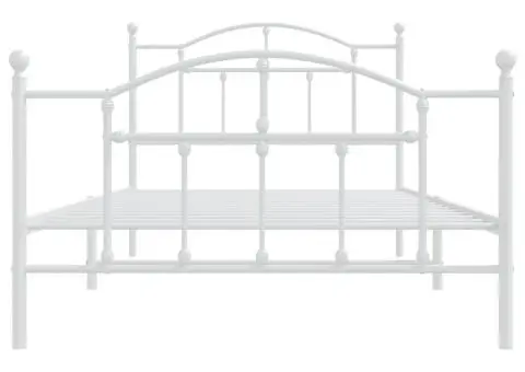 Cadru de pat metalic cu tăblie de cap/picioare, alb, 107x203 cm - 5/5