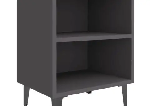 Noptiere cu picioare metalice, 2 buc, gri, 40x30x50 cm - 3/5