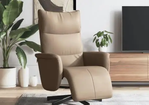 Fotoliu rabatabil cu suport picioare cappuccino piele ecologică - 1/5