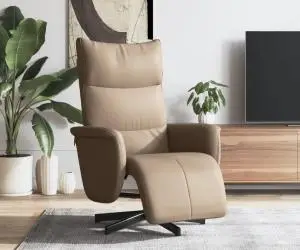 vidaXL Fotoliu rabatabil cu suport picioare cappuccino piele ecologică