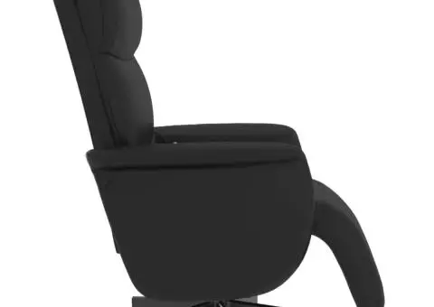 Fotoliu de masaj rabatabil, cu taburet, negru, piele ecologică - 4/5