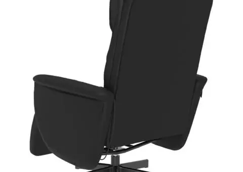 Fotoliu de masaj rabatabil, cu taburet, negru, piele ecologică - 5/5