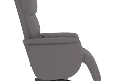 Fotoliu de masaj rabatabil, cu taburet, gri, piele ecologică - 4/5