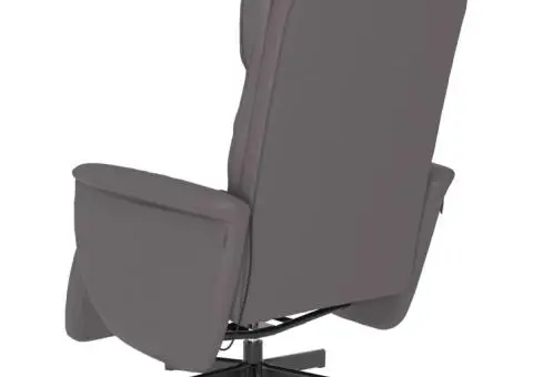 Fotoliu de masaj rabatabil, cu taburet, gri, piele ecologică - 5/5