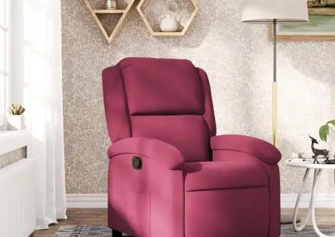 Fotoliu rabatabil, roșu vin, catifea - 1/5