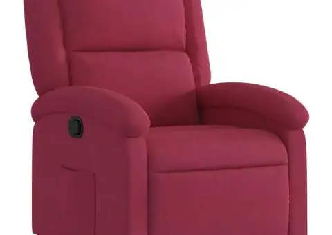 Fotoliu rabatabil, roșu vin, catifea - 2/5